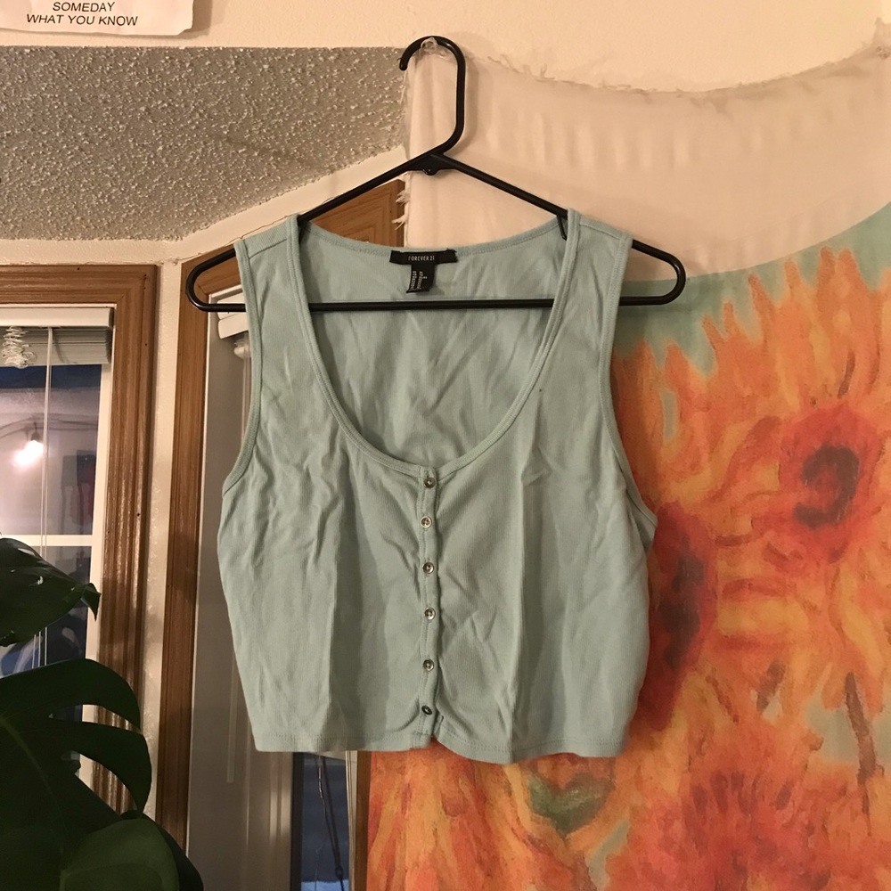 Forever 21 Pale Turquoise Cropped Tank Top